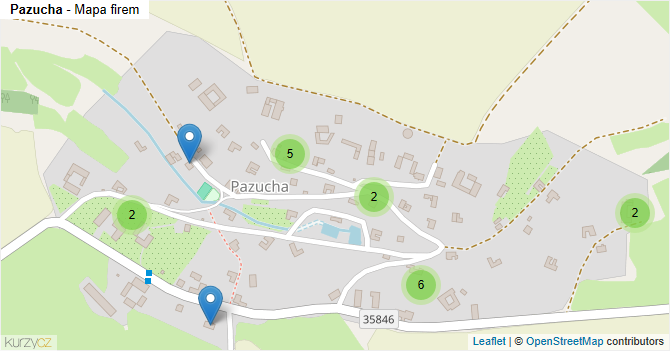 Pazucha - mapa firem