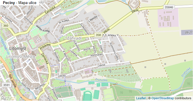 Peciny - mapa ulice