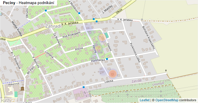 Peciny - mapa podnikání