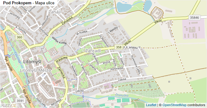 Pod Prokopem - mapa ulice