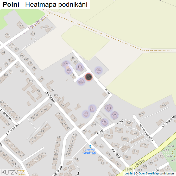 Mapa Polní - Firmy v ulici.