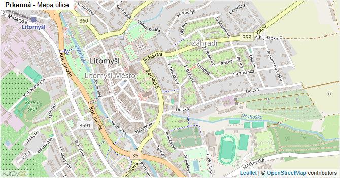 Prkenná - mapa ulice