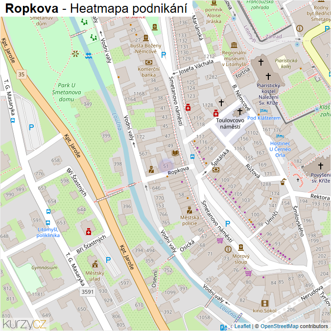 Mapa Ropkova - Firmy v ulici.