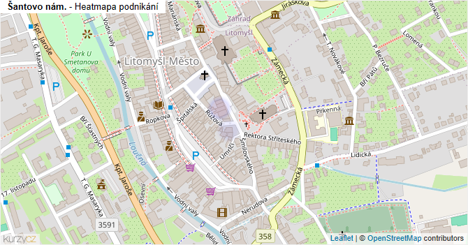 Šantovo nám. - mapa podnikání
