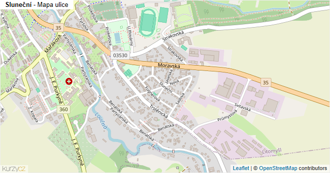 Sluneční - mapa ulice