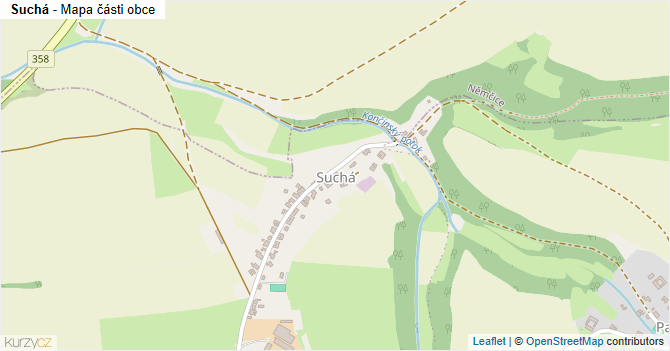 Suchá - mapa části obce