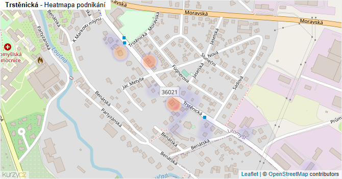 Trstěnická - mapa podnikání
