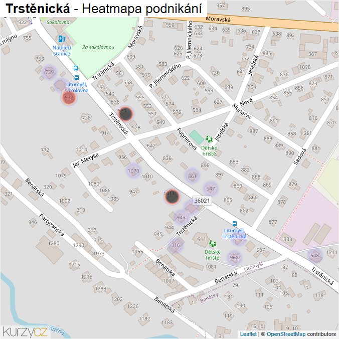 Mapa Trstěnická - Firmy v ulici.