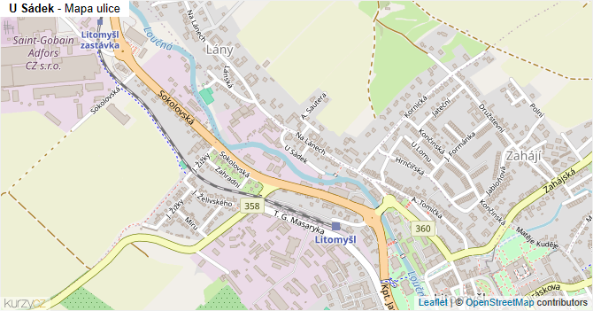 U Sádek - mapa ulice
