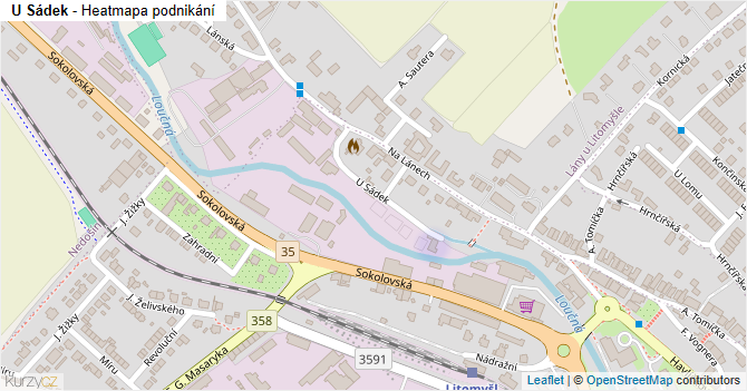 U Sádek - mapa podnikání