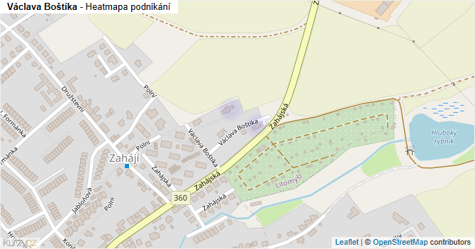 Václava Boštíka - mapa podnikání