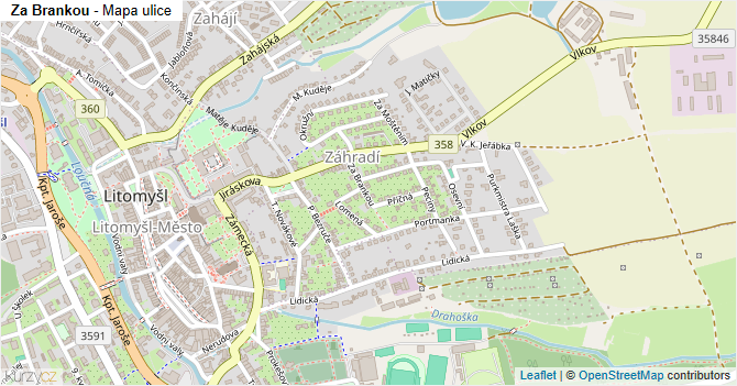 Za Brankou - mapa ulice