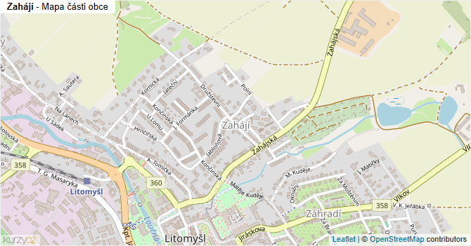 Zahájí - mapa části obce