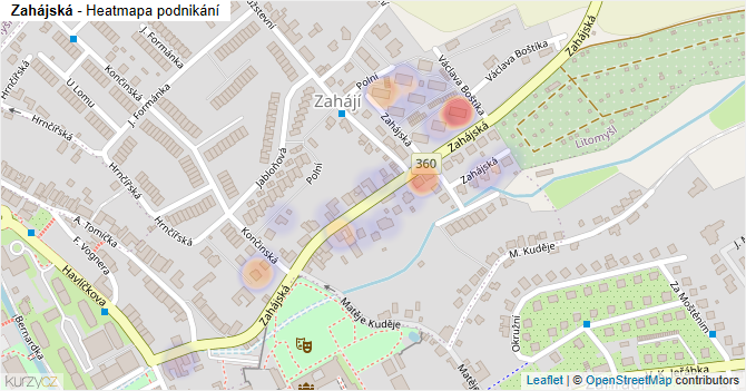 Zahájská - mapa podnikání