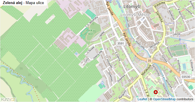 Zelená alej - mapa ulice