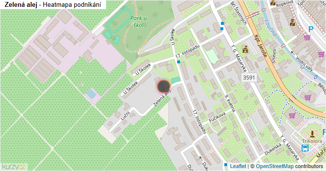 Zelená alej - mapa podnikání