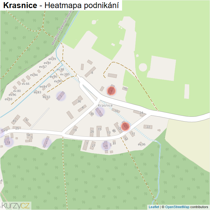 Mapa Krasnice - Firmy v části obce.