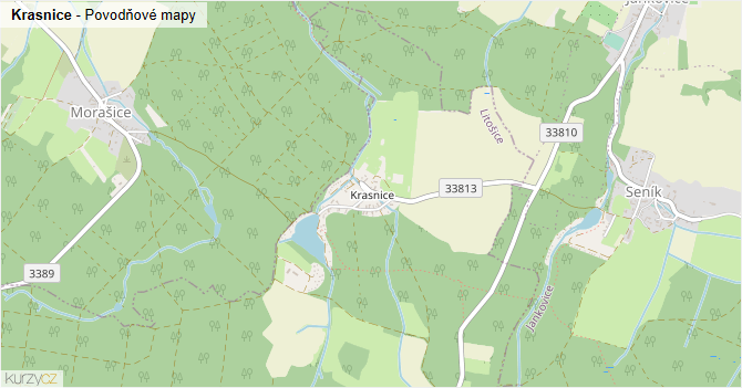 Krasnice - záplavové mapy stoleté vody