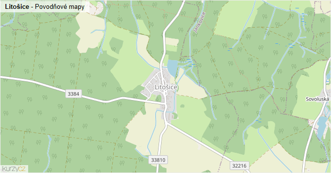 Litošice - záplavové mapy stoleté vody