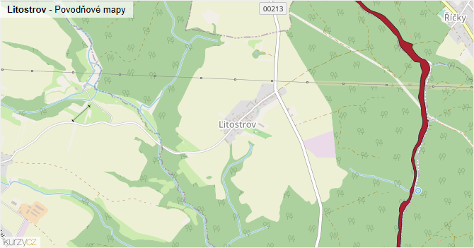 Litostrov - záplavové mapy stoleté vody