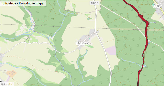 Litostrov - záplavové mapy stoleté vody