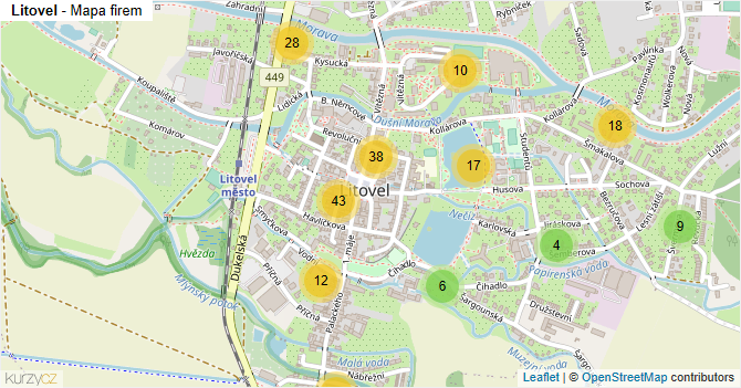 Litovel - mapa firem