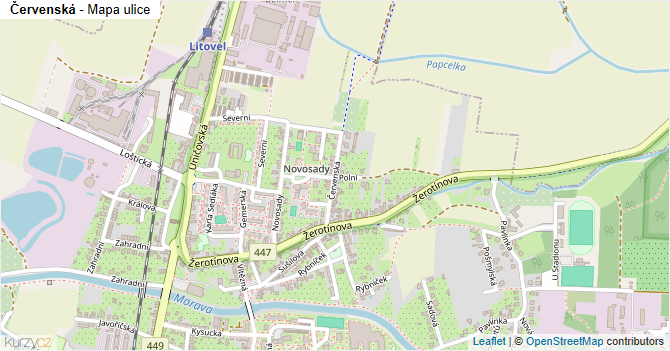 Červenská - mapa ulice