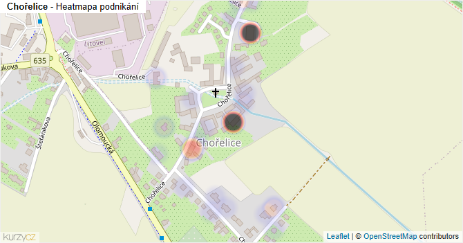 Chořelice - mapa podnikání