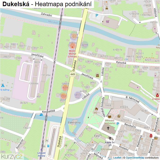Mapa Dukelská - Firmy v ulici.