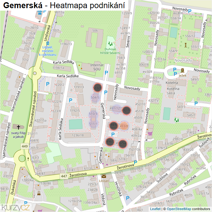 Mapa Gemerská - Firmy v ulici.