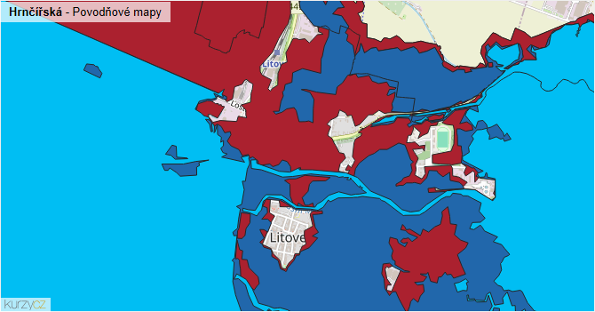 Hrnčířská - záplavové mapy stoleté vody