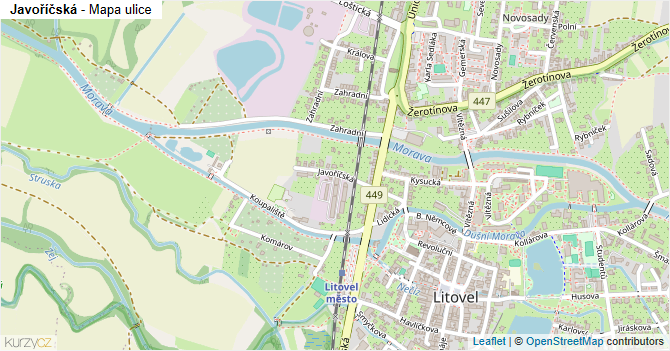 Javoříčská - mapa ulice