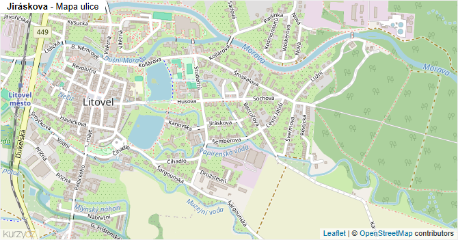 Jiráskova - mapa ulice
