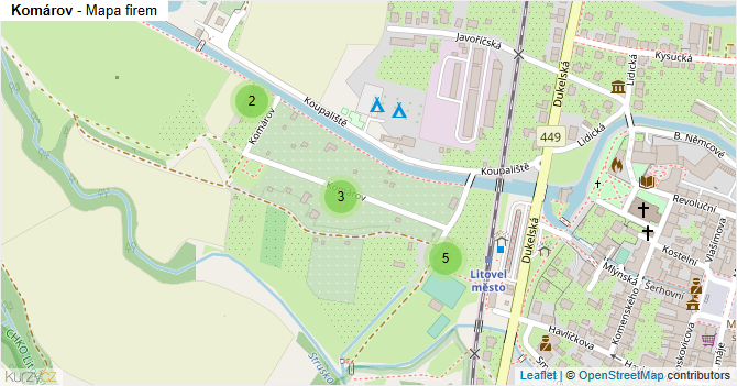 Komárov - mapa firem