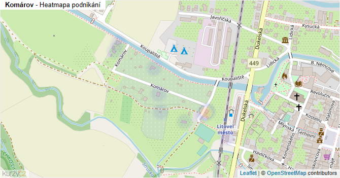 Komárov - mapa podnikání