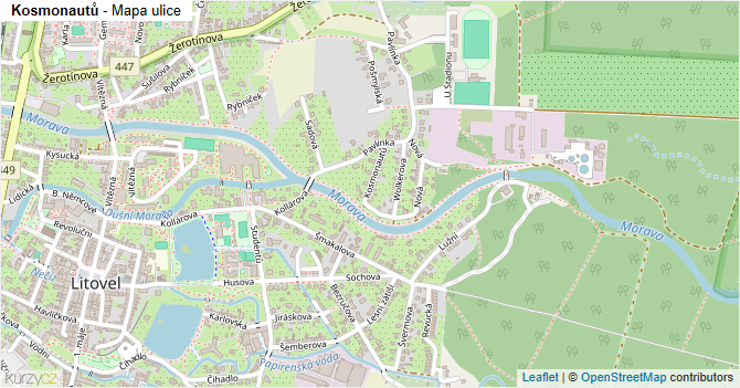 Kosmonautů - mapa ulice