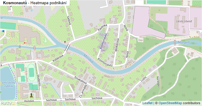 Kosmonautů - mapa podnikání