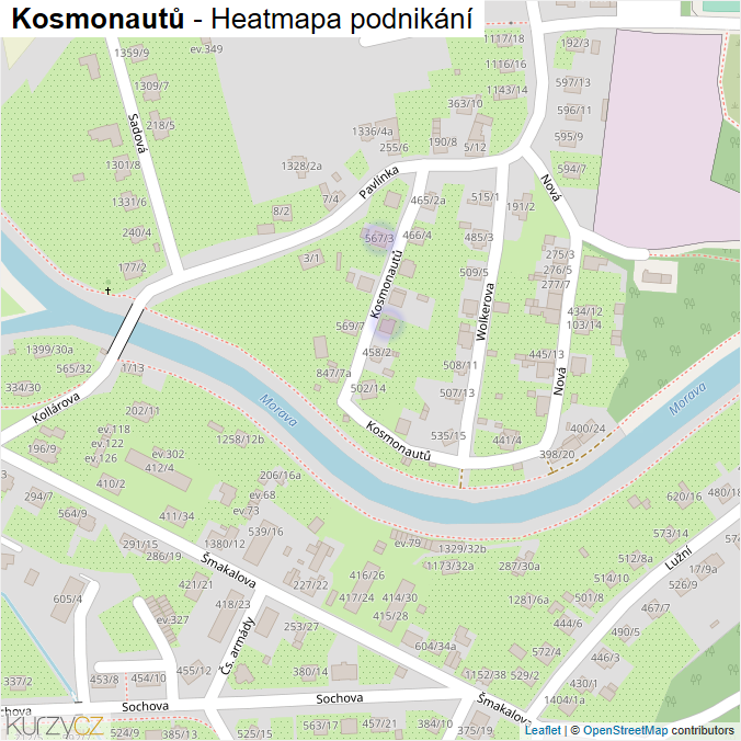 Mapa Kosmonautů - Firmy v ulici.