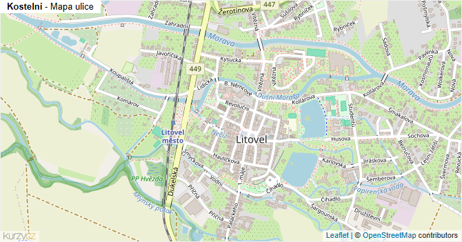 Kostelní - mapa ulice