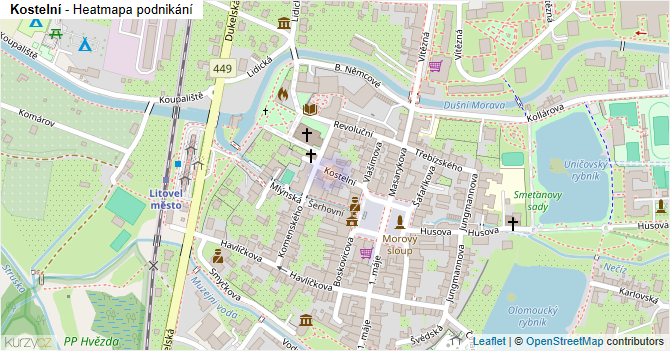 Kostelní - mapa podnikání