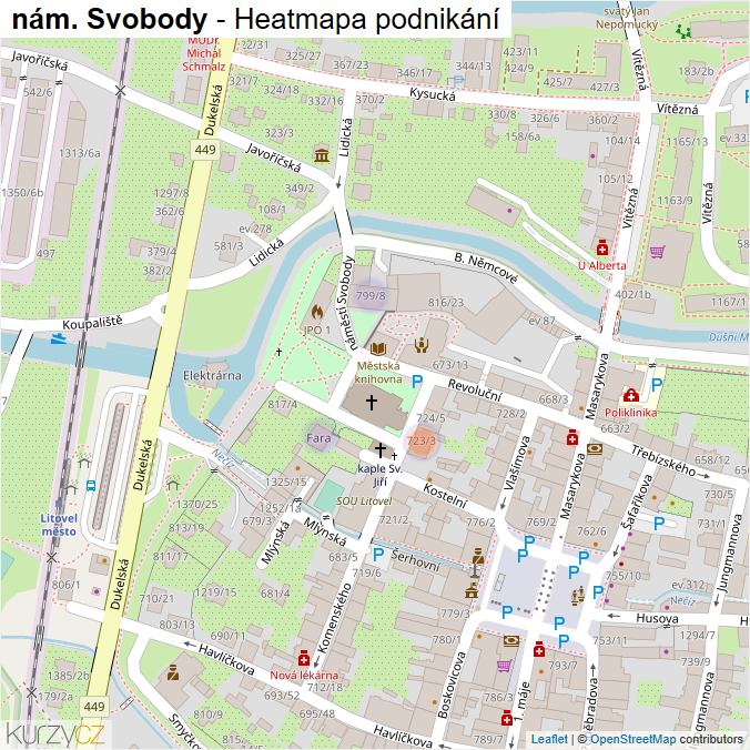 Mapa nám. Svobody - Firmy v ulici.