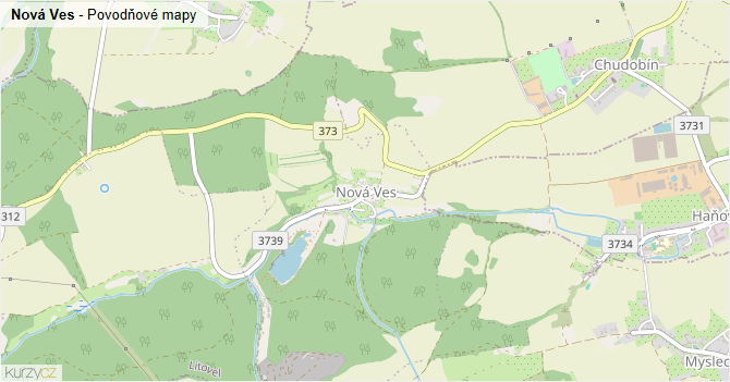 Nová Ves - záplavové mapy stoleté vody