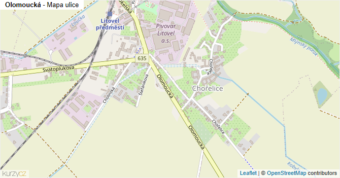 Olomoucká - mapa ulice