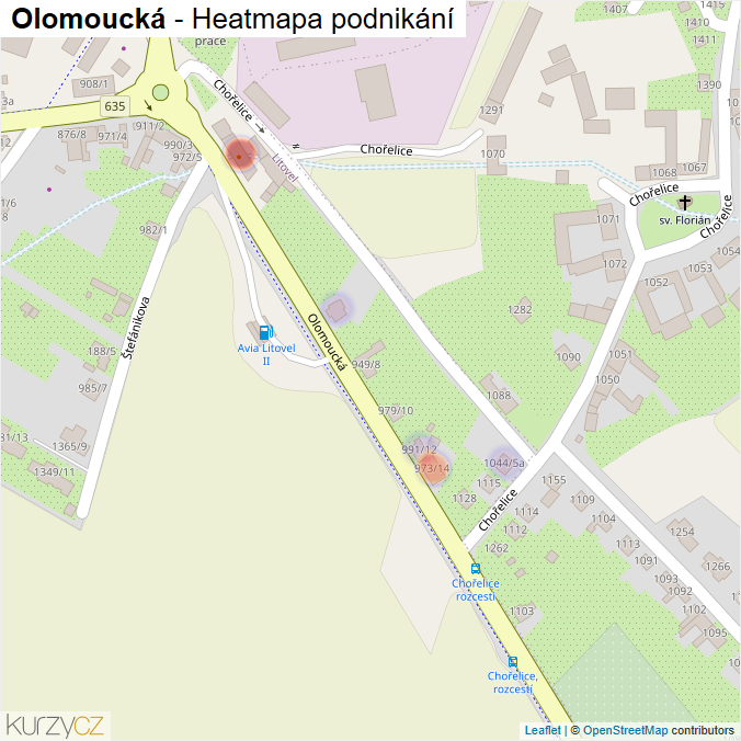 Mapa Olomoucká - Firmy v ulici.