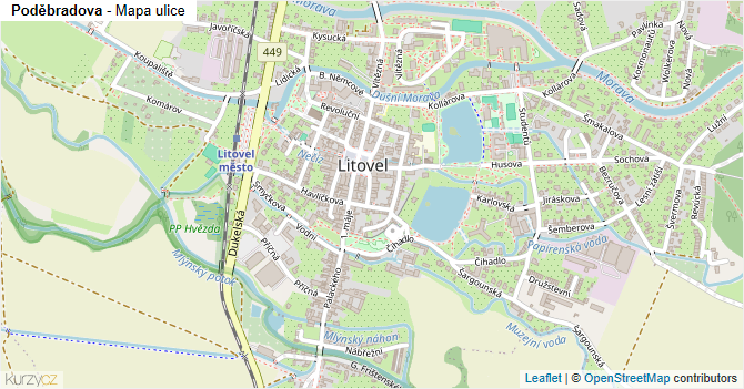Poděbradova - mapa ulice