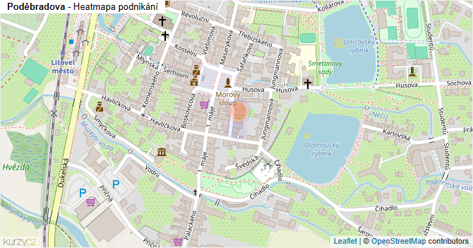 Poděbradova - mapa podnikání