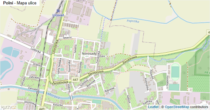 Polní - mapa ulice