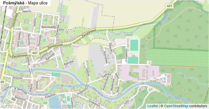 Pošmýlská - mapa ulice