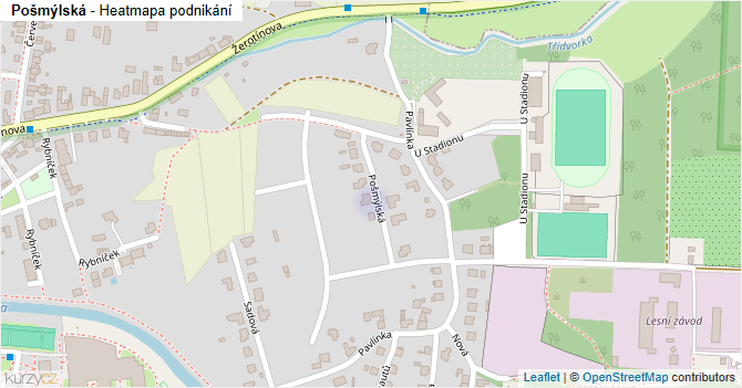 Pošmýlská - mapa podnikání