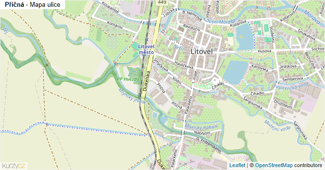 Příčná - mapa ulice